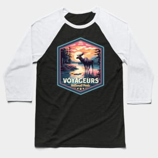 Voyageurs National Park Vintage WPA Style Outdoor Badge Baseball T-Shirt